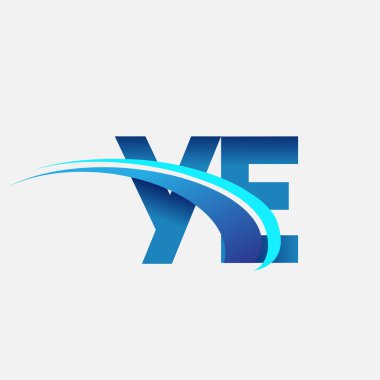 İlk harf YE logotype şirket adı mavi ve swoosh tasarımı. iş ve şirket kimliği için vektör logosu.