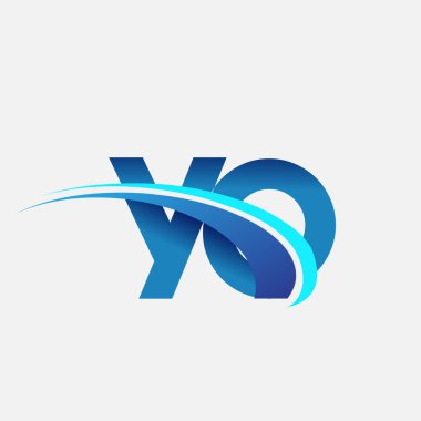 İlk harf YO logotype şirket adı mavi ve swoosh tasarımı. iş ve şirket kimliği için vektör logosu.