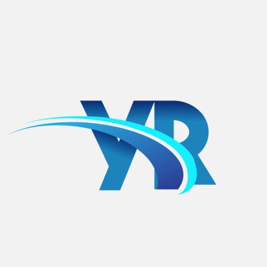 İlk harf YR logotype şirketi adı mavi ve swoosh tasarımı. iş ve şirket kimliği için vektör logosu.
