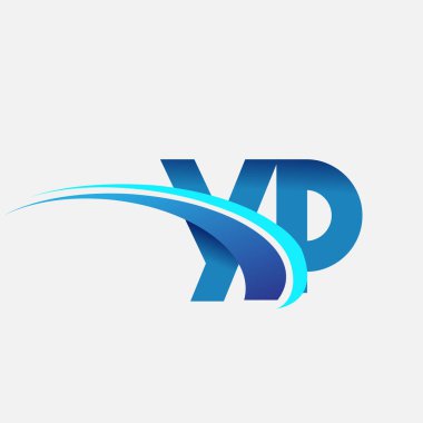 İlk harf YP logotype şirket adı mavi ve swoosh tasarımı. iş ve şirket kimliği için vektör logosu.