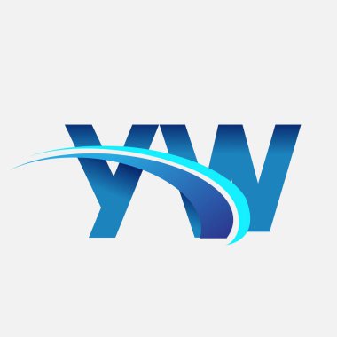 İlk harf YW logotype şirketi adı mavi ve swoosh tasarımı. iş ve şirket kimliği için vektör logosu.