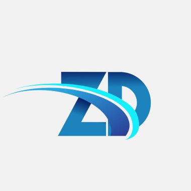 İlk harf ZD logotype şirket adı mavi ve swoosh tasarımı. iş ve şirket kimliği için vektör logosu.