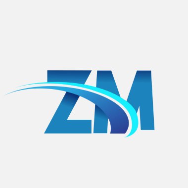 İlk harf ZM logotype şirket adı mavi ve swoosh tasarımı. iş ve şirket kimliği için vektör logosu.