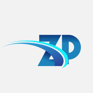 İlk harf ZP logotype şirket adı mavi ve swoosh tasarımı. iş ve şirket kimliği için vektör logosu.