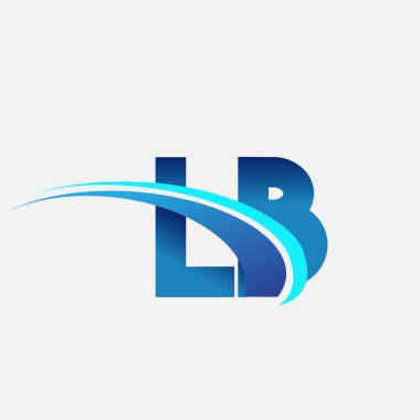 İlk harf LB logotype şirket adı mavi ve swoosh tasarımı. iş ve şirket kimliği için vektör logosu.