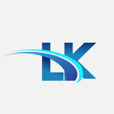 İlk harf LK logotype şirket adı mavi ve swoosh tasarımı. iş ve şirket kimliği için vektör logosu.