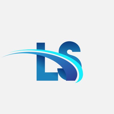 İlk harf LS logotype şirket adı mavi ve swoosh tasarımı. iş ve şirket kimliği için vektör logosu.