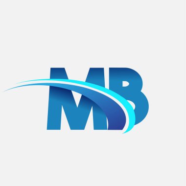 İlk harf MB logotype şirket adı mavi ve swoosh tasarımı. iş ve şirket kimliği için vektör logosu.