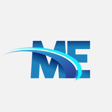 İlk harf ME logotype şirket adı mavi ve swoosh tasarımı. iş ve şirket kimliği için vektör logosu.