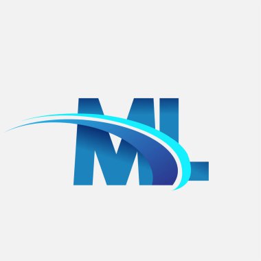 İlk harf ML logotype şirket adı mavi ve swoosh tasarımı. iş ve şirket kimliği için vektör logosu.