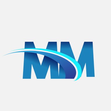 İlk harf MM logotype şirket adı mavi ve swoosh tasarımı. iş ve şirket kimliği için vektör logosu.