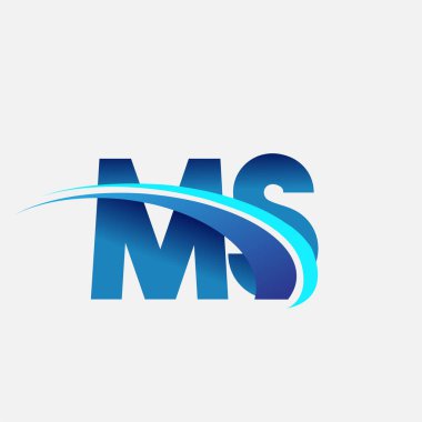 İlk harf MS logotype şirket adı mavi ve swoosh tasarımı. iş ve şirket kimliği için vektör logosu.