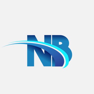İlk harf NB logotype şirket adı mavi ve swoosh tasarımı. iş ve şirket kimliği için vektör logosu.