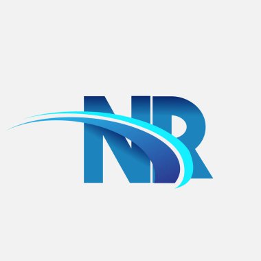 İlk harf NR logotype şirketi adı mavi ve swoosh tasarımı. iş ve şirket kimliği için vektör logosu.
