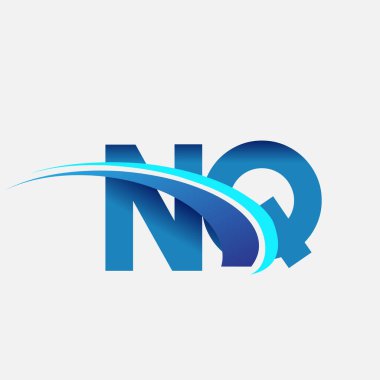 İlk harf NQ logotype şirketi adı mavi ve swoosh tasarımı. iş ve şirket kimliği için vektör logosu.