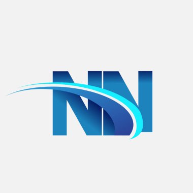 İlk harf NN logotype şirket adı mavi ve swoosh tasarımı. iş ve şirket kimliği için vektör logosu.