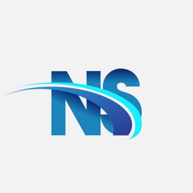 İlk harf NS logotype şirket adı mavi ve swoosh tasarımı. iş ve şirket kimliği için vektör logosu.