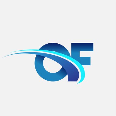 Logotype şirketinin ilk harfi mavi ve swoosh tasarımı. iş ve şirket kimliği için vektör logosu.