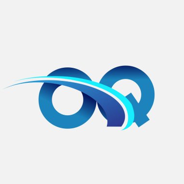 İlk harf OQ logotype şirketi adı mavi ve swoosh tasarımı. iş ve şirket kimliği için vektör logosu.