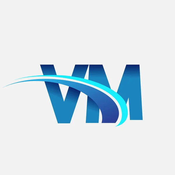 Letra Inicial Logotipo Nombre Empresa Color Azul Swoosh Diseño Logotipo — Vector de stock