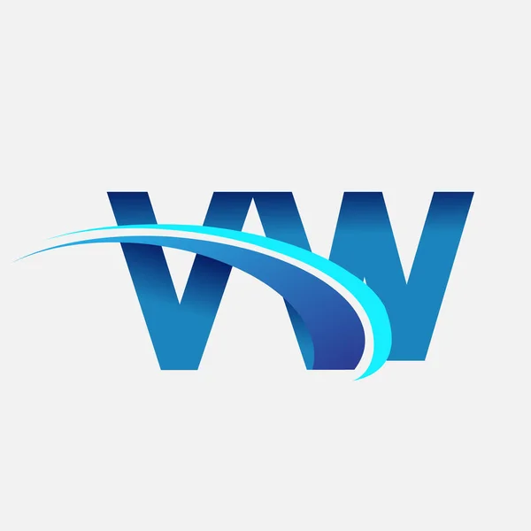 Beginletter Logotype Bedrijfsnaam Gekleurd Blauw Swoosh Ontwerp Vectorlogo Voor Bedrijfs — Stockvector