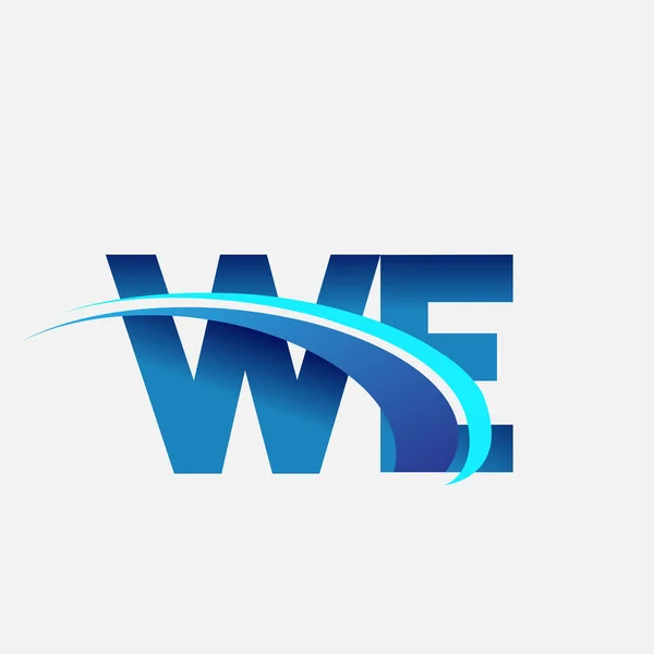 Initiële Letter Logotype Bedrijfsnaam Gekleurd Blauw Swoosh Ontwerp Vectorlogo Voor — Stockvector