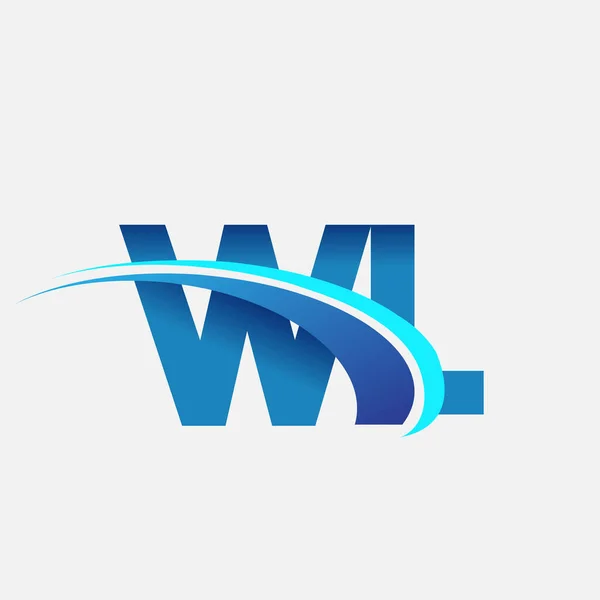 Letra Inicial Logotipo Nome Empresa Colorido Azul Design Swoosh Logotipo —  Vetores de Stock