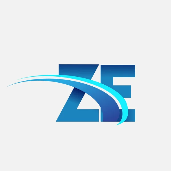 最初的字母Ze标志公司的名称颜色蓝色和Swoosh设计 企业和公司标识的矢量标识 — 图库矢量图片