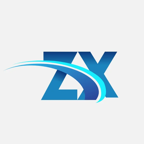 Lettera Iniziale Logotipo Nome Della Società Colorato Blu Swoosh Design — Vettoriale Stock