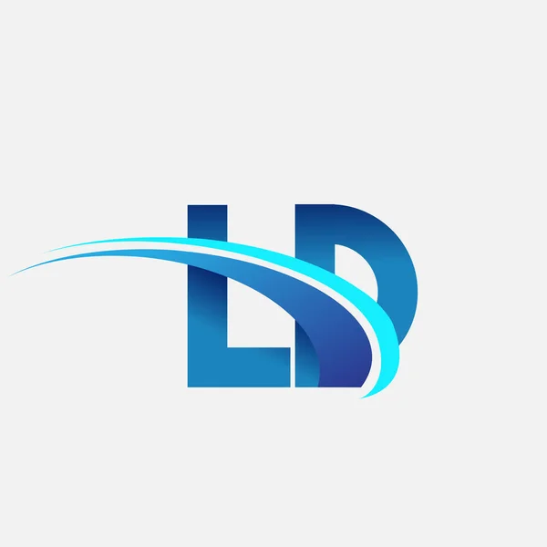 Начальная Буква Логотип Компании Название Цветной Синий Swoosh Дизайн Векторный — стоковый вектор
