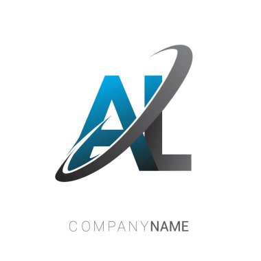 İlk harf AL logotype şirketinin adı mavi ve gri renkli. Ticari ve şirket kimliği için logo tasarımı.