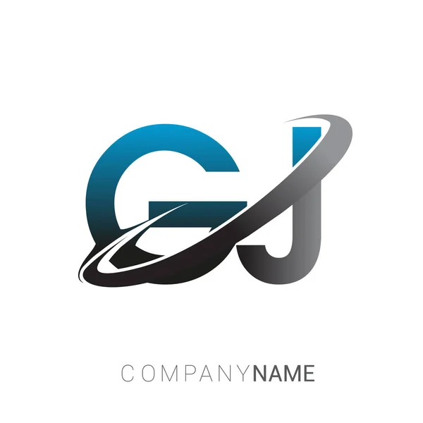 頭文字 のロゴタイプ会社名は青とグレーのスウッシュデザイン ビジネスや企業のアイデンティティのためのロゴデザイン — ストックベクタ