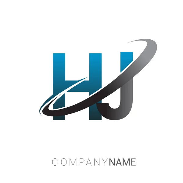 Initial Letter Logotype Company Name Colored Blue Grey Swoosh Design — Stock Vector