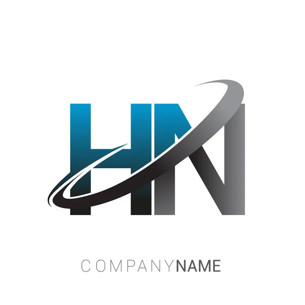 Initial Letter Logotype Company Name Colored Blue Grey Swoosh Design — Stock Vector