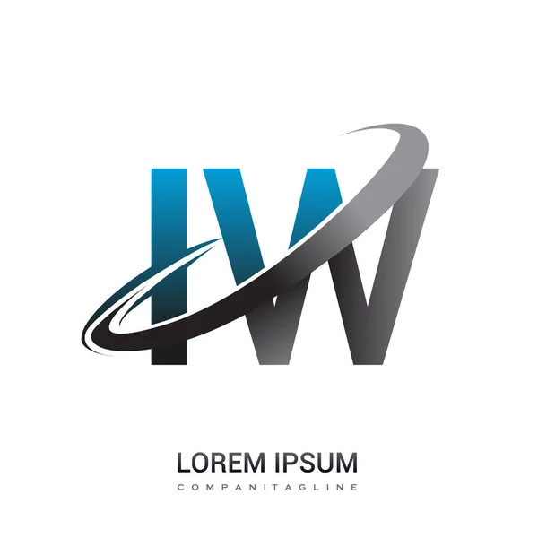Lettre Initiale Logotype Nom Entreprise Couleur Bleu Gris Swoosh Design — Image vectorielle