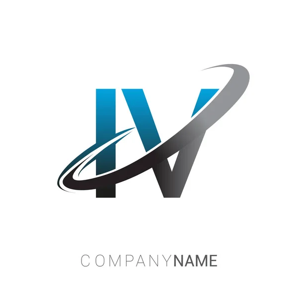 Lettera Iniziale Logotipo Nome Della Società Colore Blu Grigio Swoosh — Vettoriale Stock