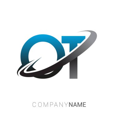 İlk harfi OT logotype şirketi. Renkli mavi ve gri çizim. Ticari ve şirket kimliği için logo tasarımı.
