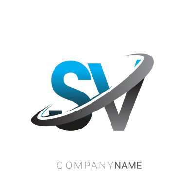 İlk harf SV logotype şirketinin adı mavi ve gri salyangoz tasarımı. Ticari ve şirket kimliği için logo tasarımı.