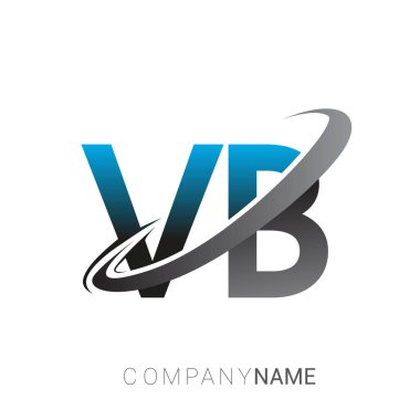 İlk harf VB logotype şirketi adı mavi ve gri renkli. Ticari ve şirket kimliği için logo tasarımı.