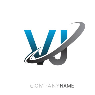 İlk harf VJ logotype şirketinin adı mavi ve gri renkli. Ticari ve şirket kimliği için logo tasarımı.