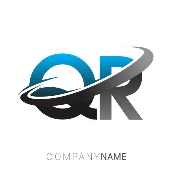 Första Bokstaven Logotyp Företagsnamn Färgad Blå Och Grå Swoosh Design — Stock vektor