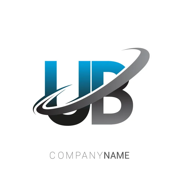 Lettera Iniziale Logotipo Nome Della Società Colore Blu Grigio Swoosh — Vettoriale Stock
