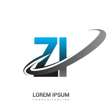 İlk harf ZI logotype şirketinin adı mavi ve gri renkte. Ticari ve şirket kimliği için logo tasarımı.