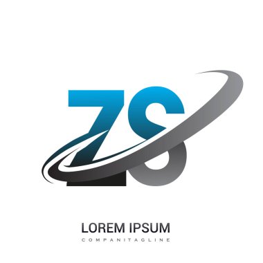 İlk harf ZS logotype şirketi adı mavi ve gri renkli. Ticari ve şirket kimliği için logo tasarımı.