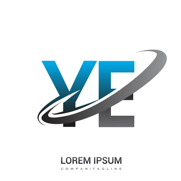 Lettre Initiale Logo Nom Entreprise Couleur Bleu Gris Swoosh Design — Image vectorielle