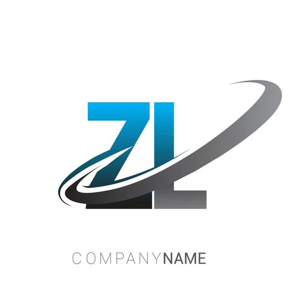 Lettera Iniziale Logotipo Nome Della Società Colorato Blu Grigio Swoosh — Vettoriale Stock