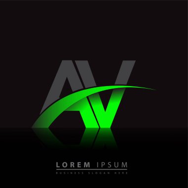 İlk harf AV logotype şirketi ismi yeşil ve siyah Swoosh tasarımı. iş ve şirket kimliği için vektör logosu.