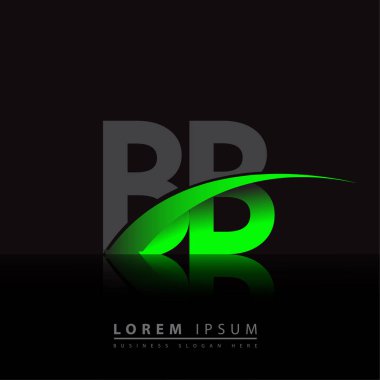 İlk harf BB logotype şirket ismi yeşil ve siyah swoosh tasarımı. iş ve şirket kimliği için vektör logosu.