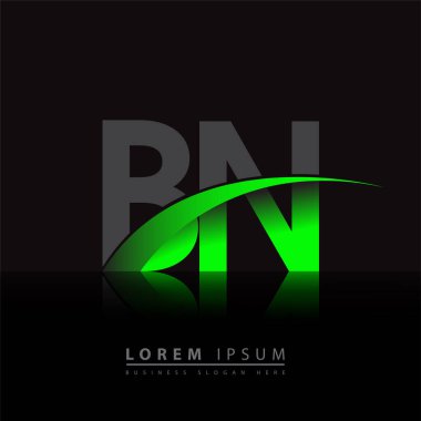 İlk harf BN logotype şirket adı yeşil ve siyah swoosh tasarımı. iş ve şirket kimliği için vektör logosu.