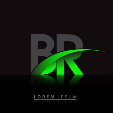 İlk harf BR logotype şirketi ismi yeşil ve siyah Swoosh tasarımı. iş ve şirket kimliği için vektör logosu.